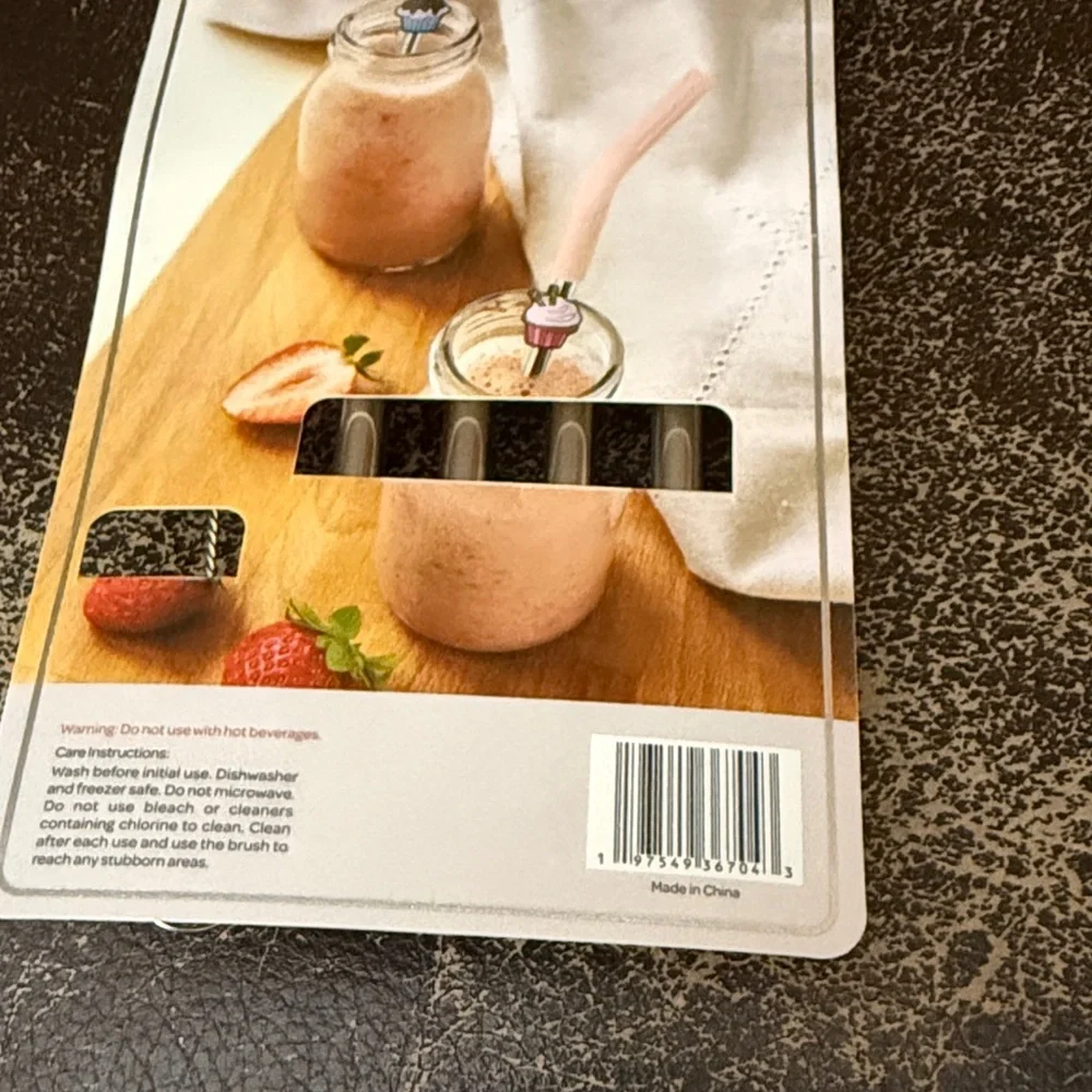 Colorful Cupcake Stainless Steel Straw Set